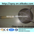 KFC serving stainless steel baskets mini fried cesta chip strainers baskets with wood handle , stainless steel handle